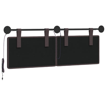 Hangend hoofdbord Met LED-verlichting Donkerbruin Stof
