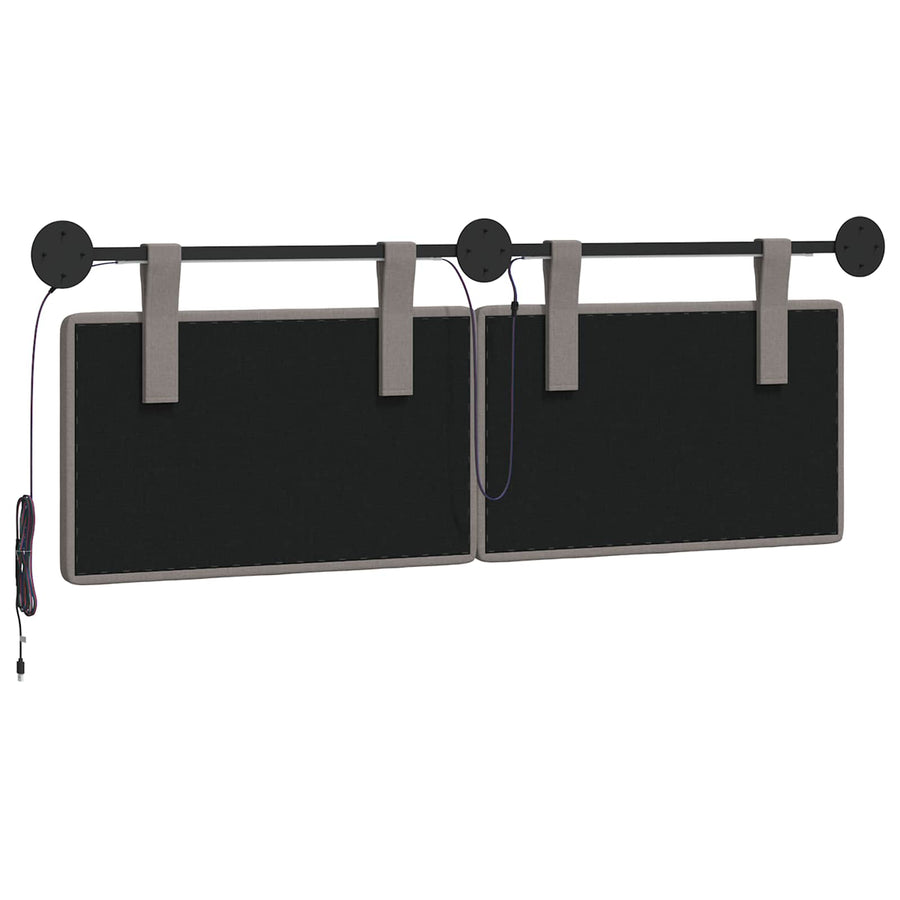 Hangend hoofdbord Met LED-verlichting Taupe Stof