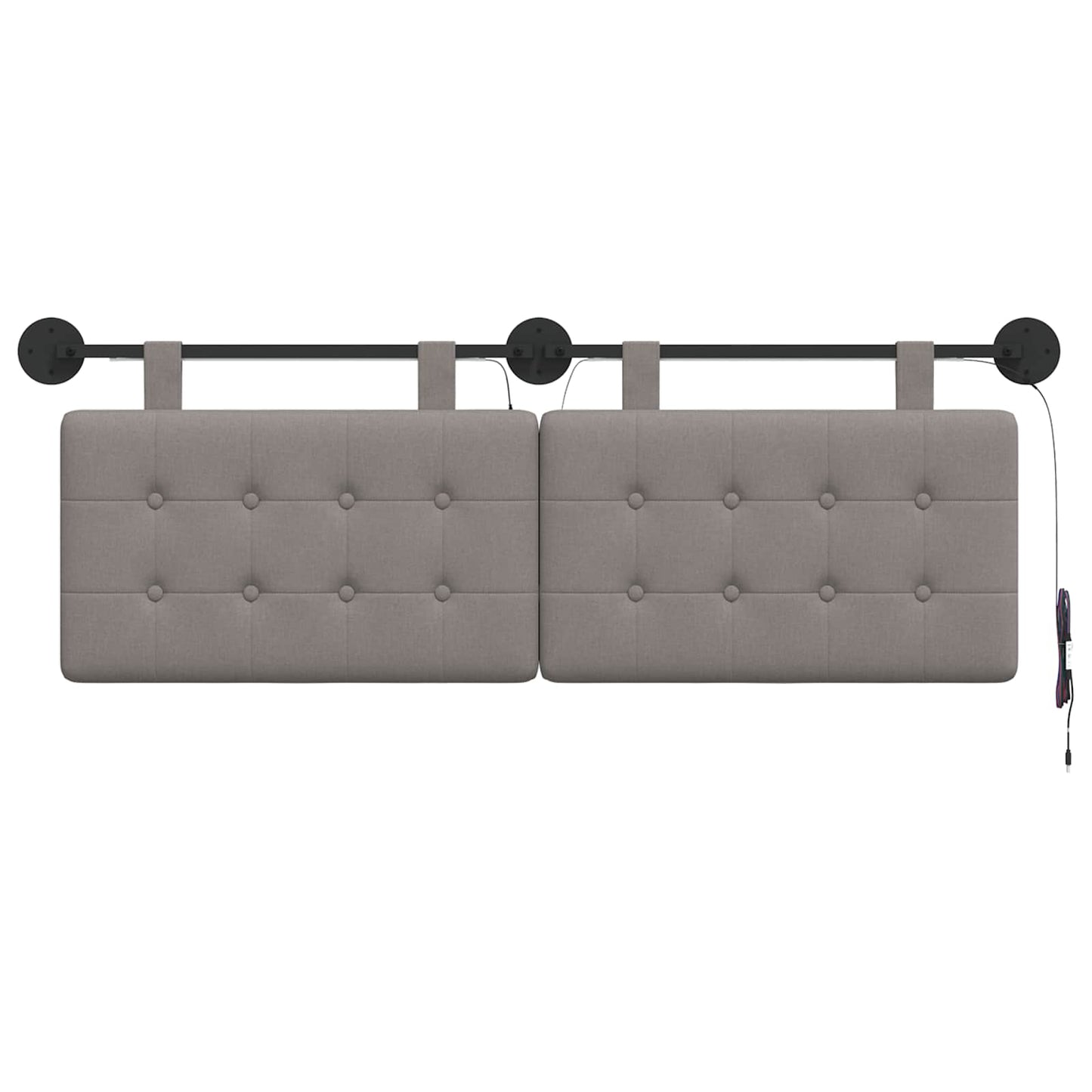 Hangend hoofdbord Met LED-verlichting Taupe Stof