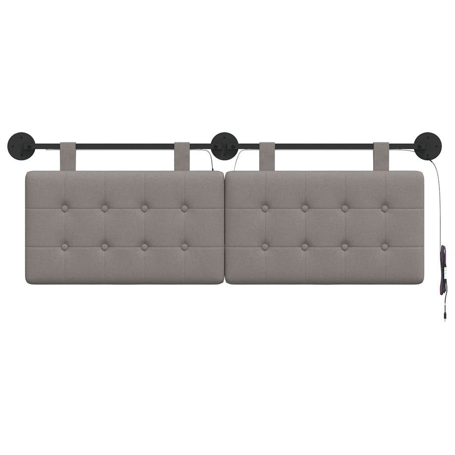 Hangend hoofdbord Met LED-verlichting Taupe Stof