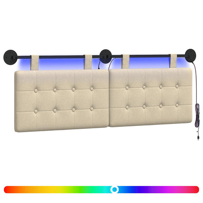 Hangend hoofdbord Met LED-verlichting Crèmekleurig Stof
