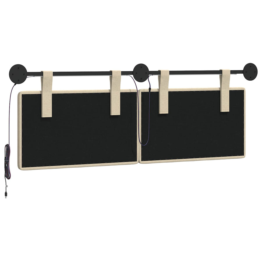 Hangend hoofdbord Met LED-verlichting Crèmekleurig Stof