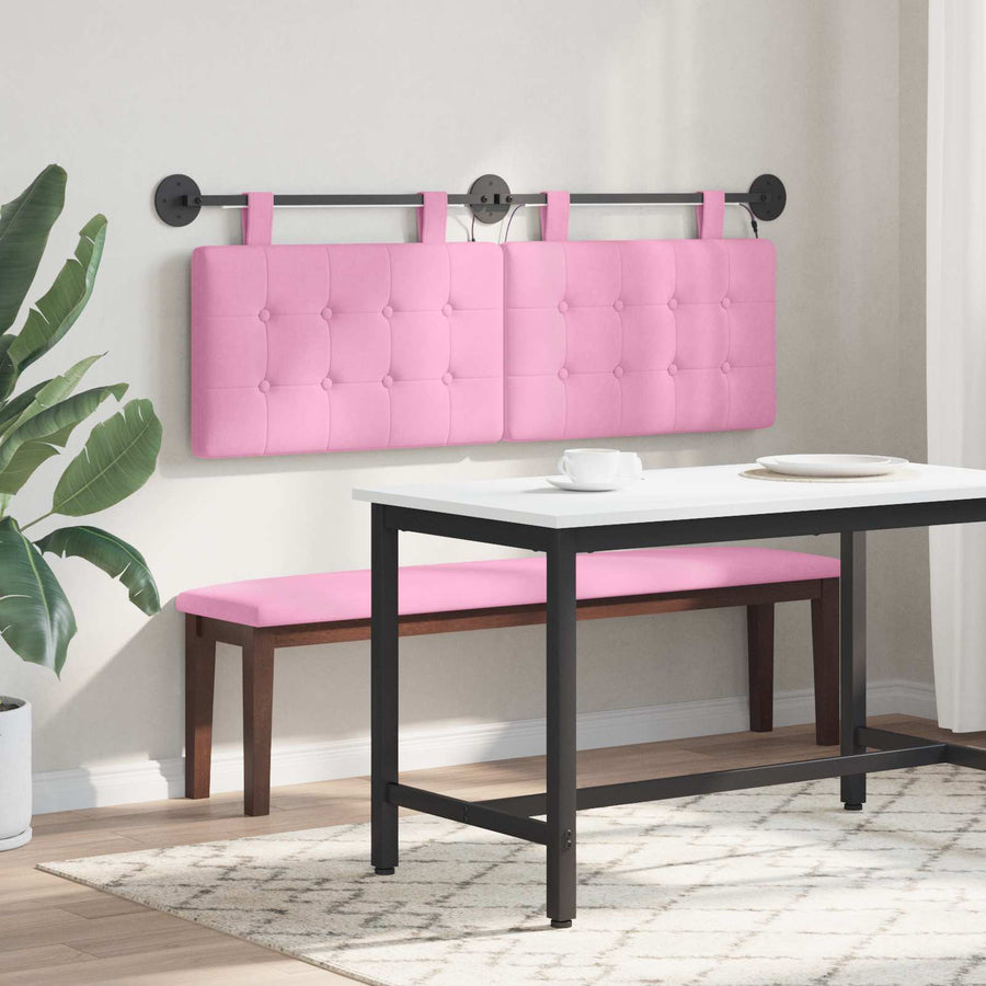 Hangend hoofdbord Met LED-verlichting Roze Stof