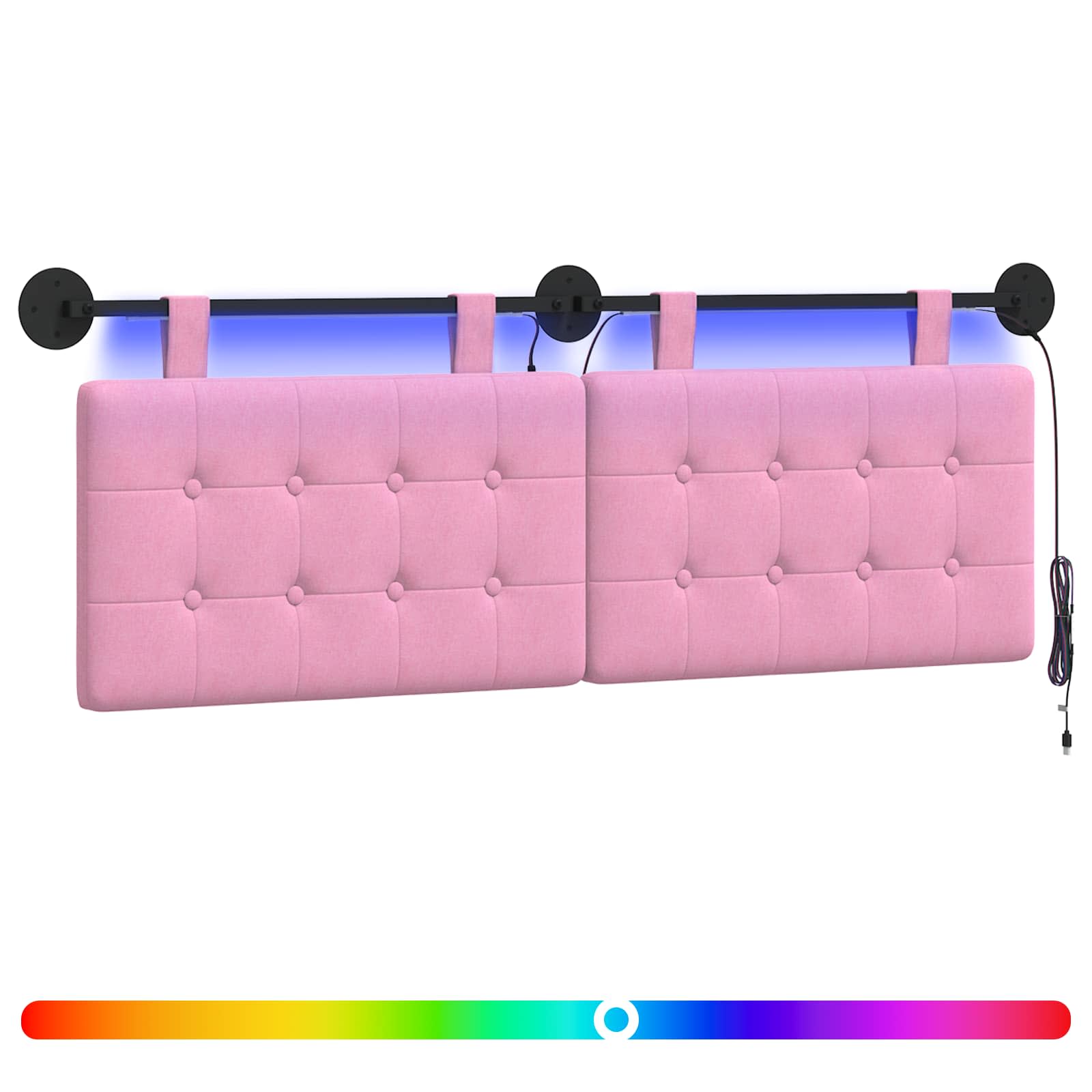 Hangend hoofdbord Met LED-verlichting Roze Stof