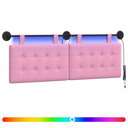 Hangend hoofdbord Met LED-verlichting Roze Stof
