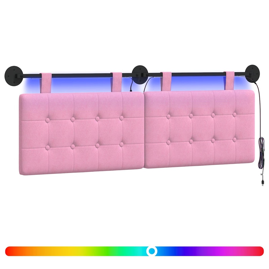 Hangend hoofdbord Met LED-verlichting Roze Stof