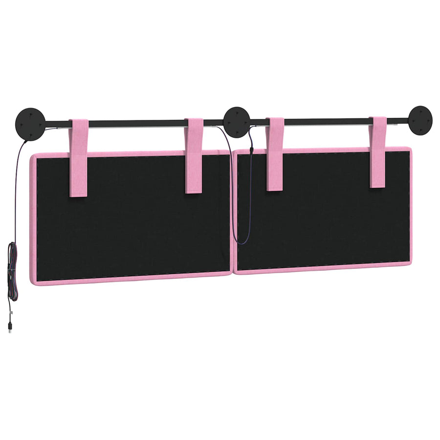 Hangend hoofdbord Met LED-verlichting Roze Stof