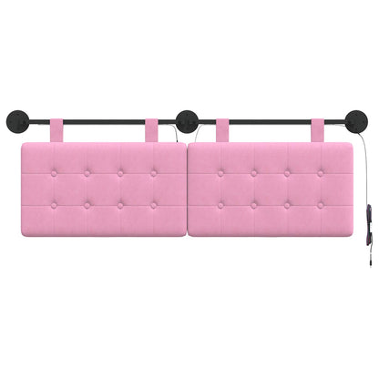 Hangend hoofdbord Met LED-verlichting Roze Stof