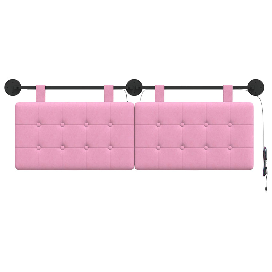 Hangend hoofdbord Met LED-verlichting Roze Stof