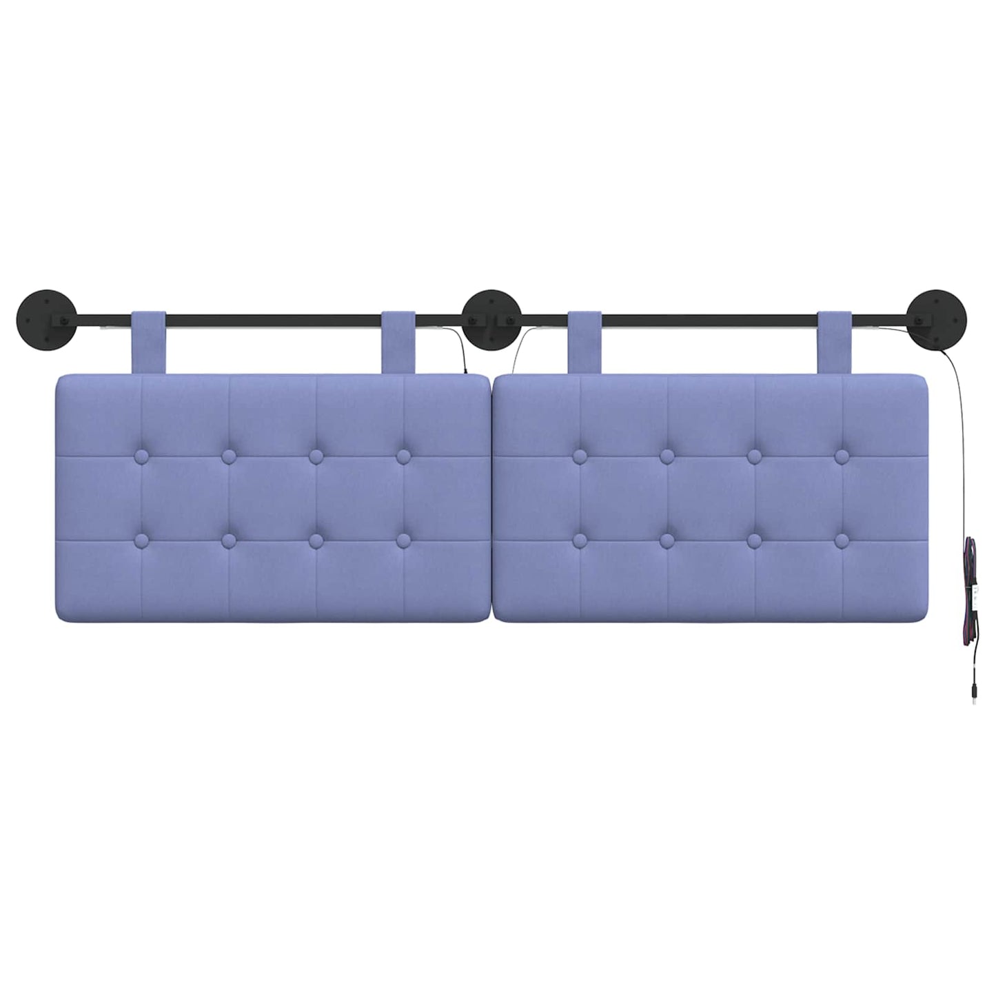 Hangend hoofdbord Met LED-verlichting Jeans Blauw Stof
