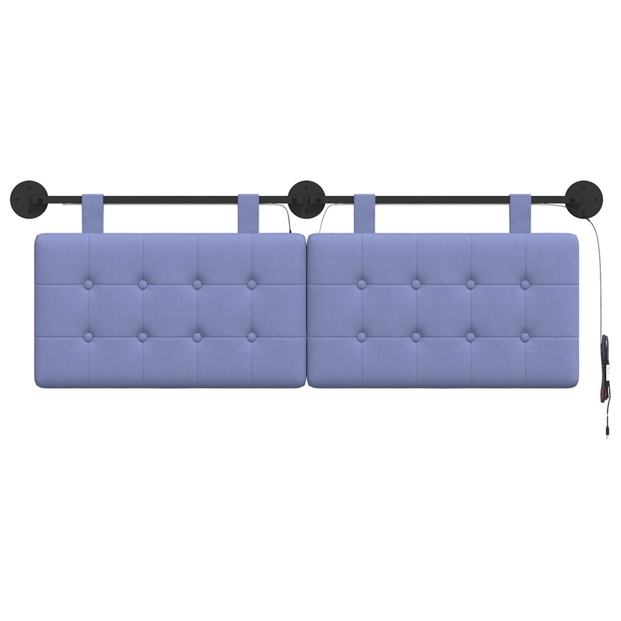 Hangend hoofdbord Met LED-verlichting Jeans Blauw Stof