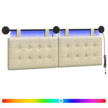 Hangend hoofdbord Met LED-verlichting Crèmekleurig Kunstleer