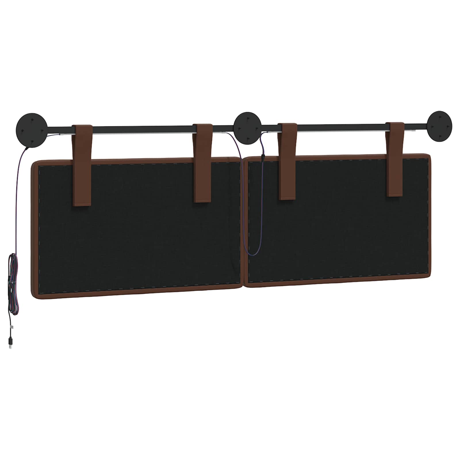 Hangend hoofdbord Met LED-verlichting Bruin Kunstleer