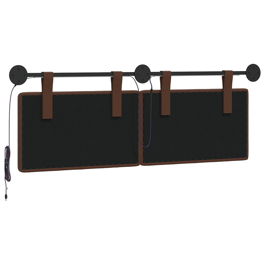 Hangend hoofdbord Met LED-verlichting Bruin Kunstleer