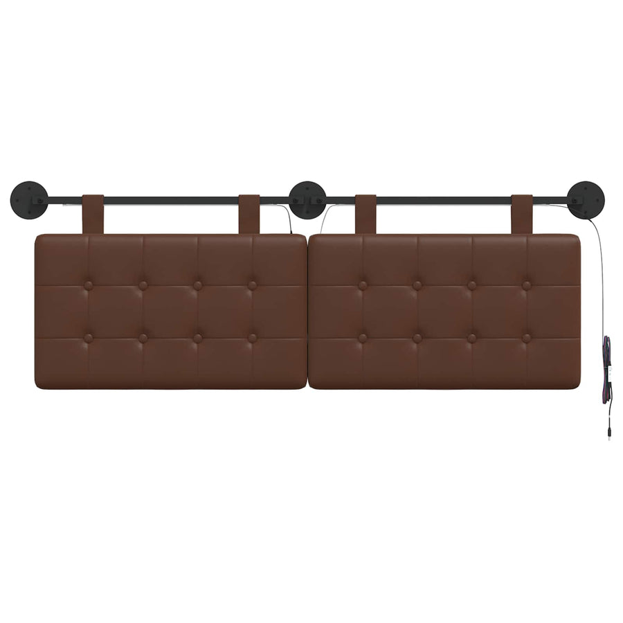 Hangend hoofdbord Met LED-verlichting Bruin Kunstleer