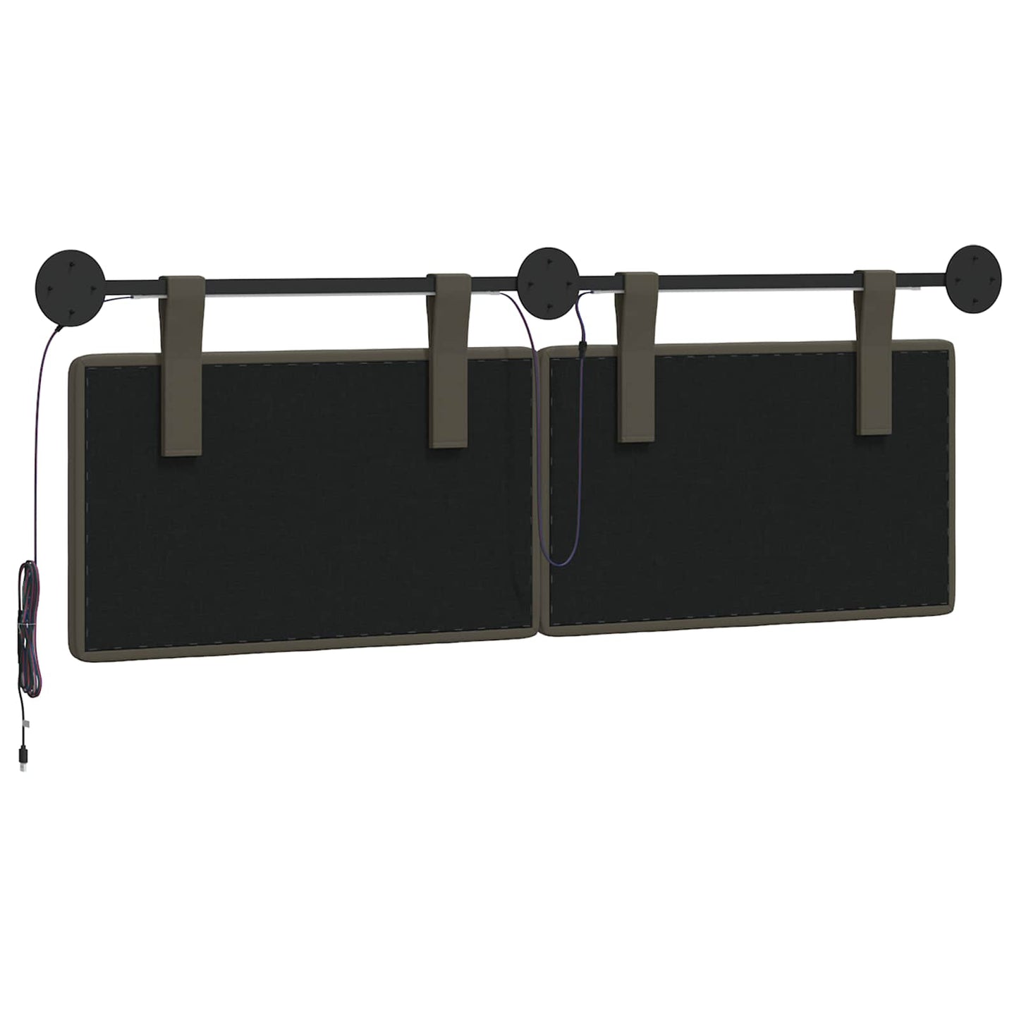 Hangend hoofdbord Met LED-verlichting Grijs Kunstleer