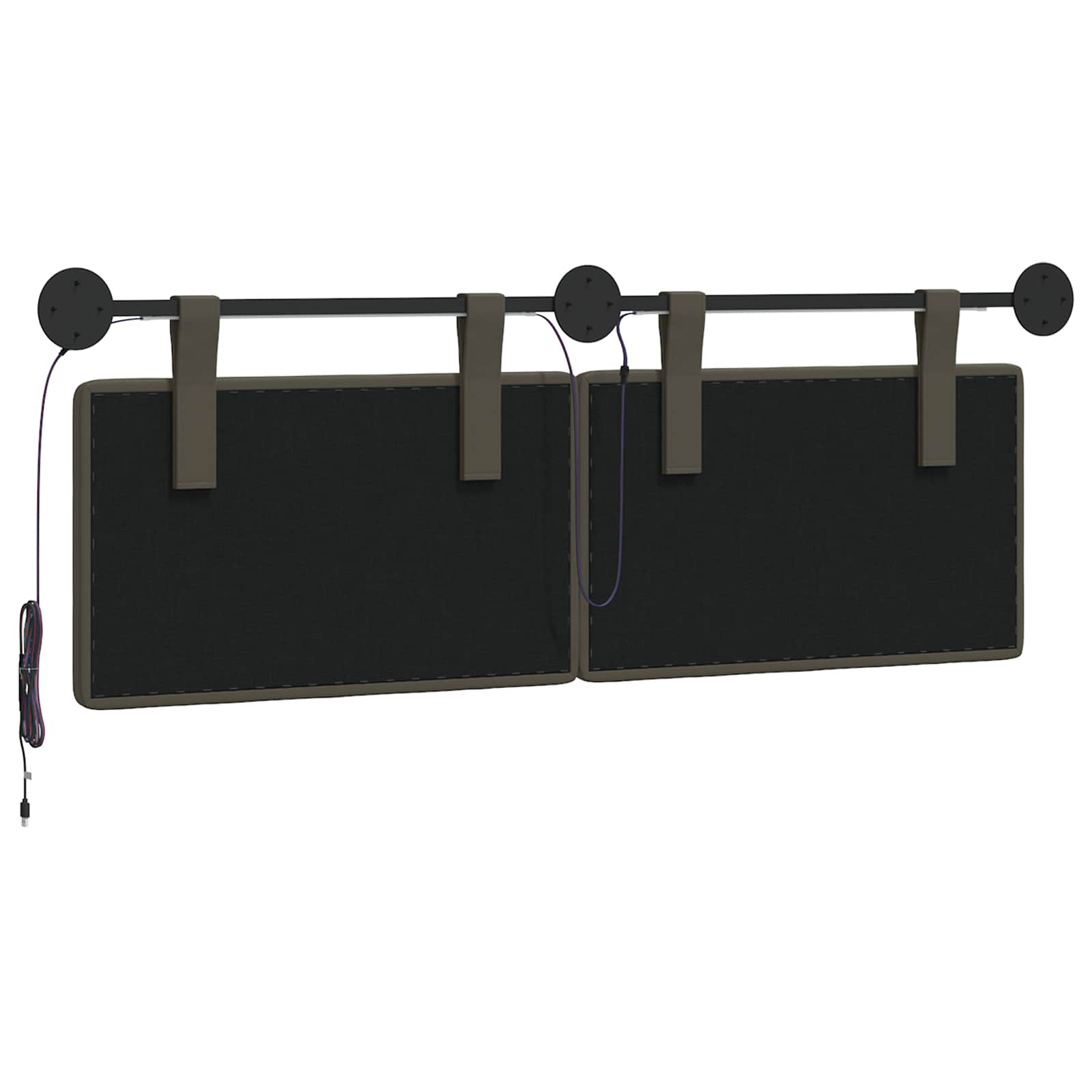 Hangend hoofdbord Met LED-verlichting Grijs Kunstleer