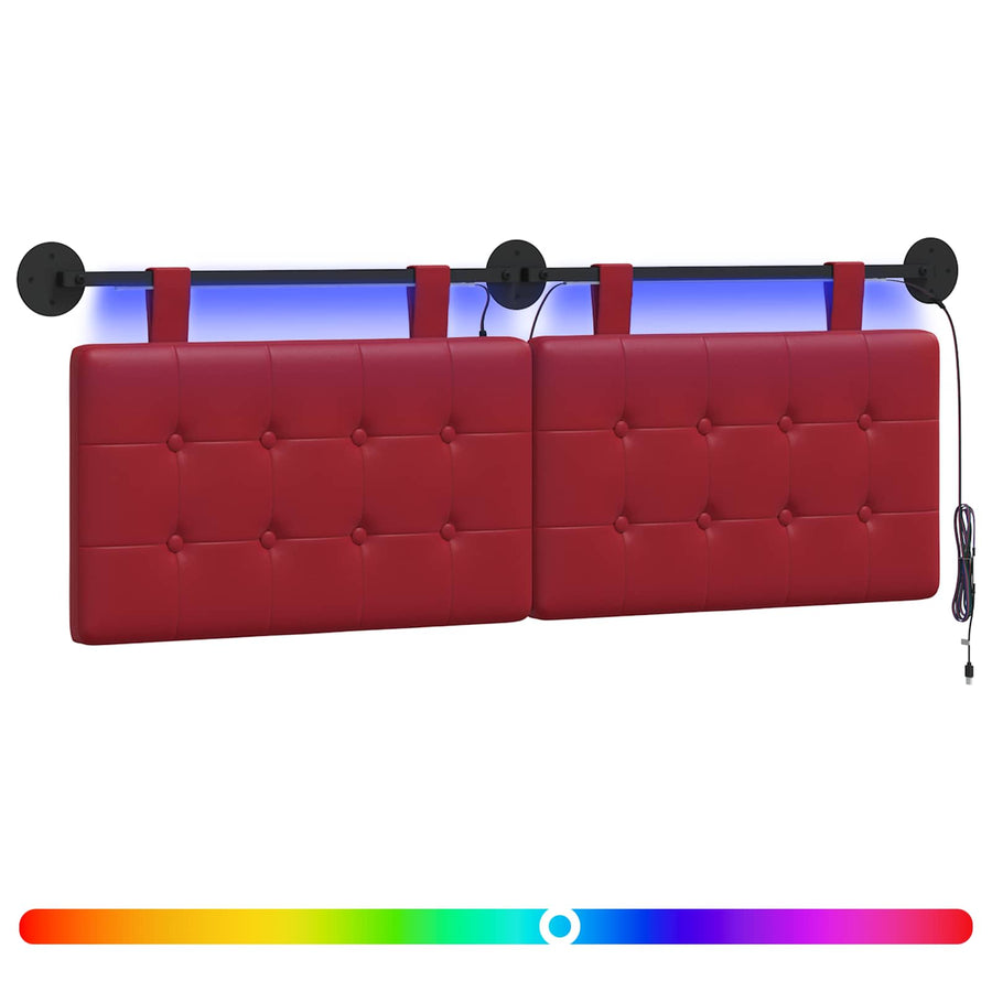 Hangend hoofdbord Met LED-verlichting Wijnrood Kunstleer