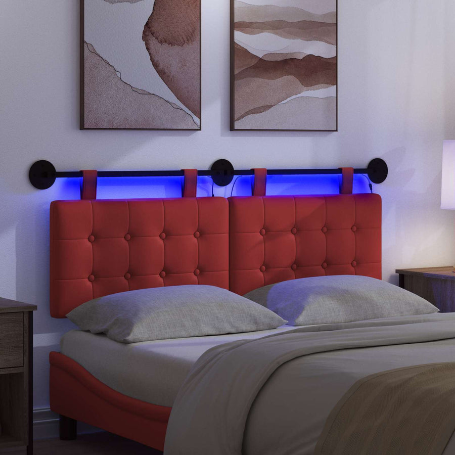 Hangend hoofdbord Met LED-verlichting Rood Kunstleer