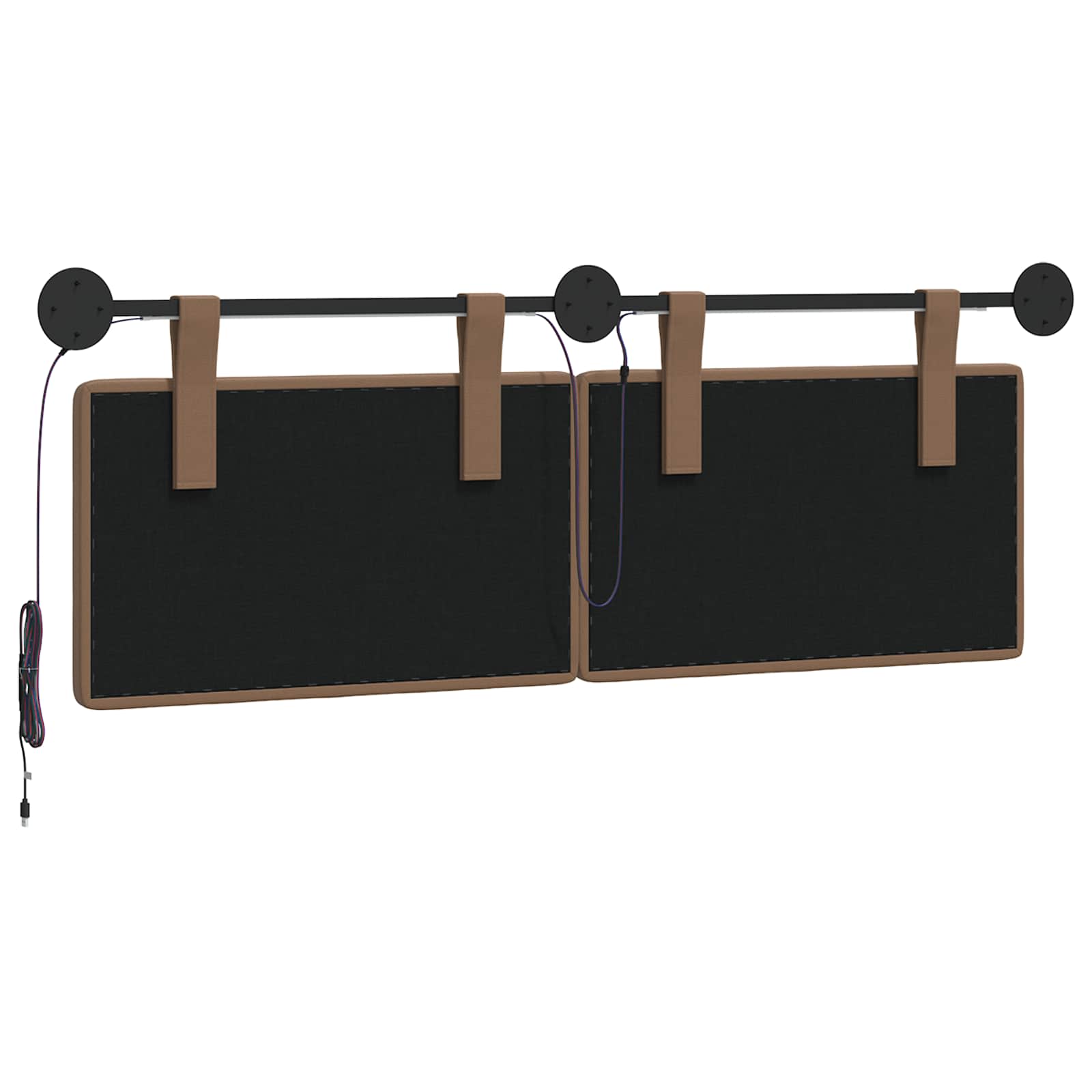 Hangend hoofdbord Met LED-verlichting Cappuccino Kunstleer