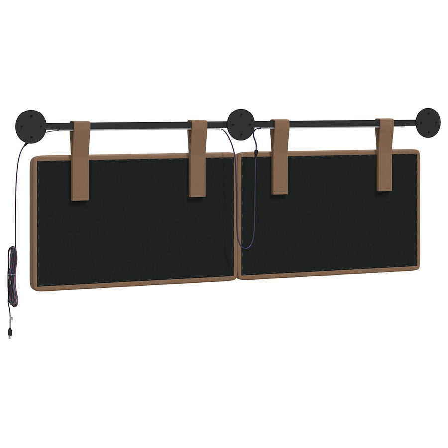 Hangend hoofdbord Met LED-verlichting Cappuccino Kunstleer