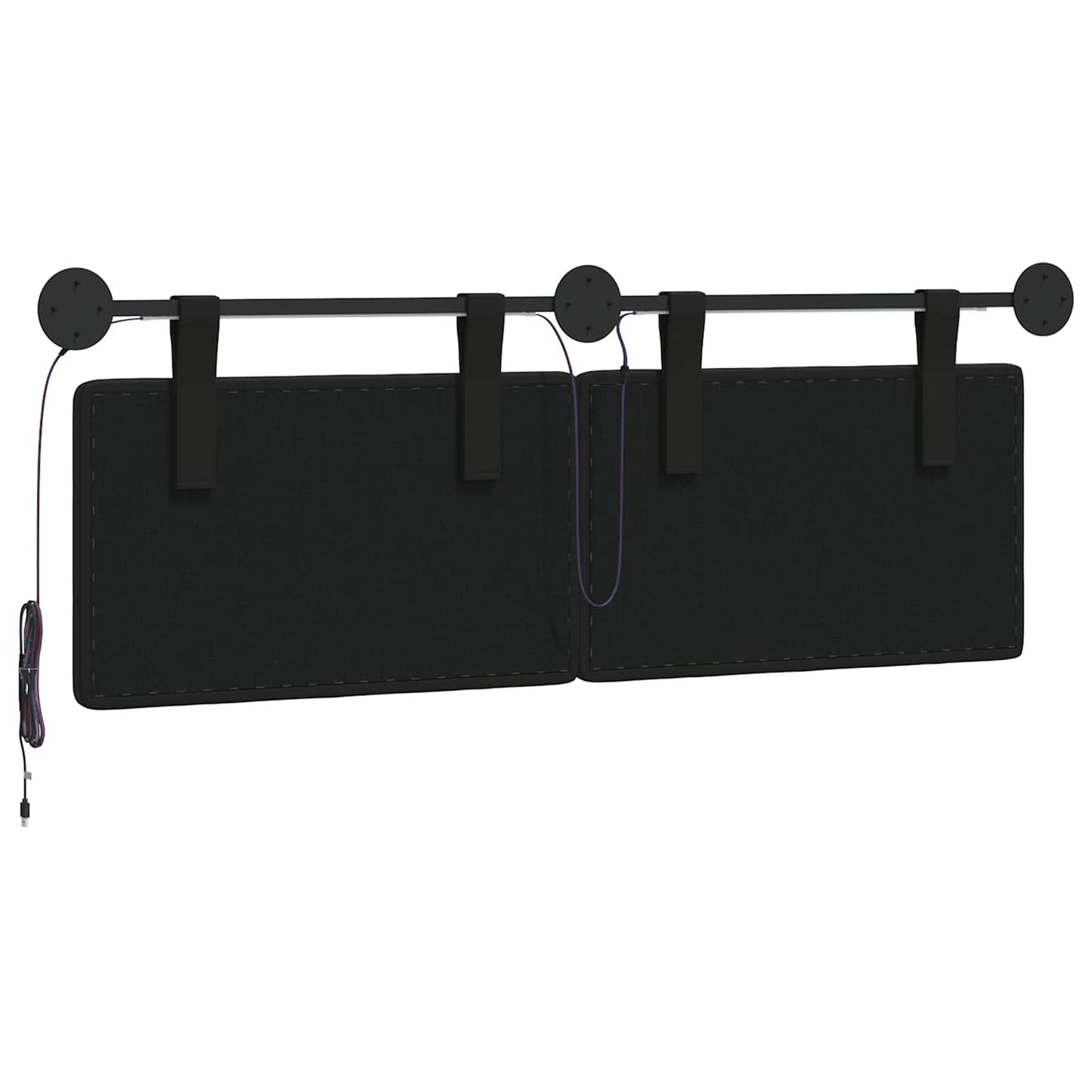 Hangend hoofdbord Met LED-verlichting Zwart Kunstleer