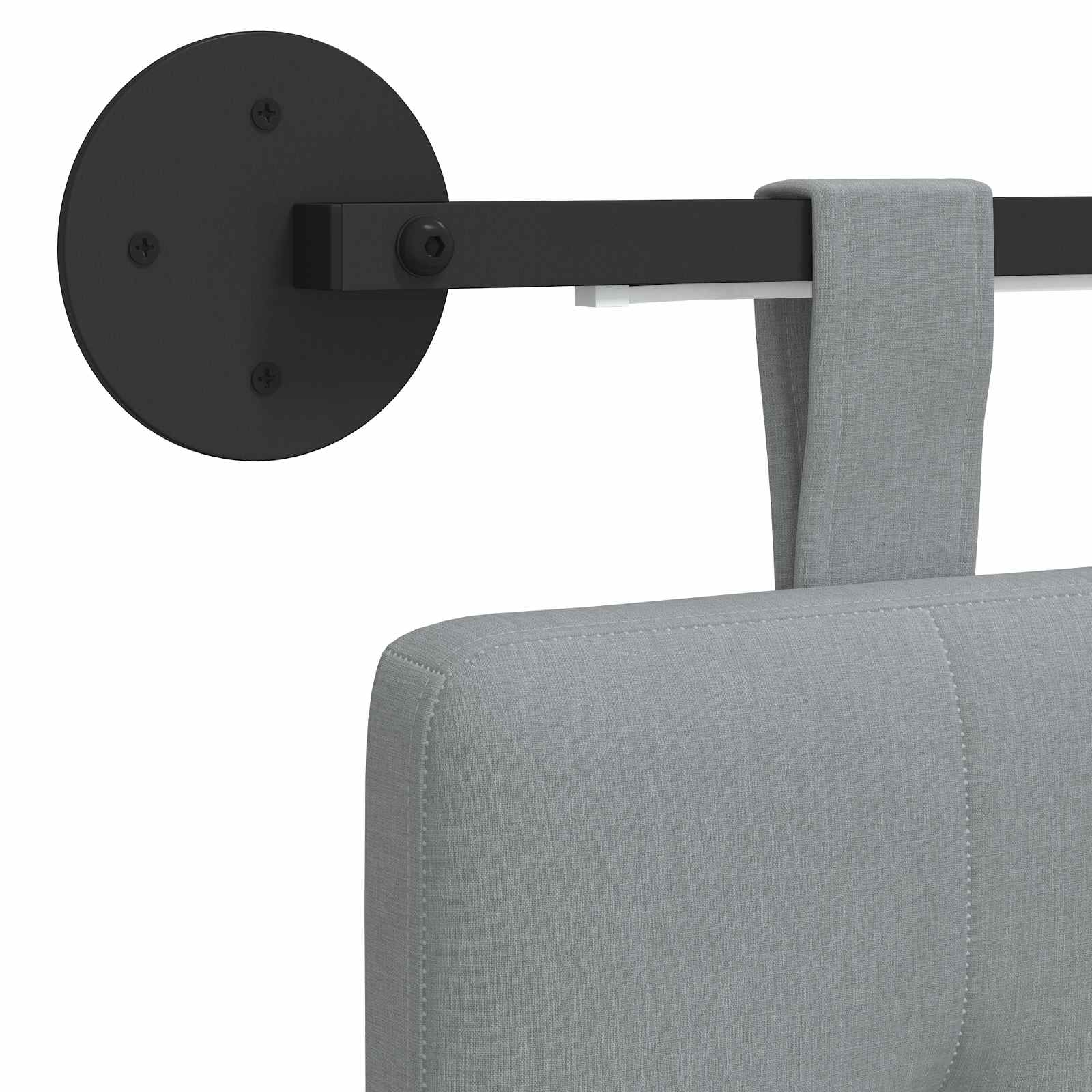 Hangend hoofdbord Met LED-verlichting Lichtgrijs Stof