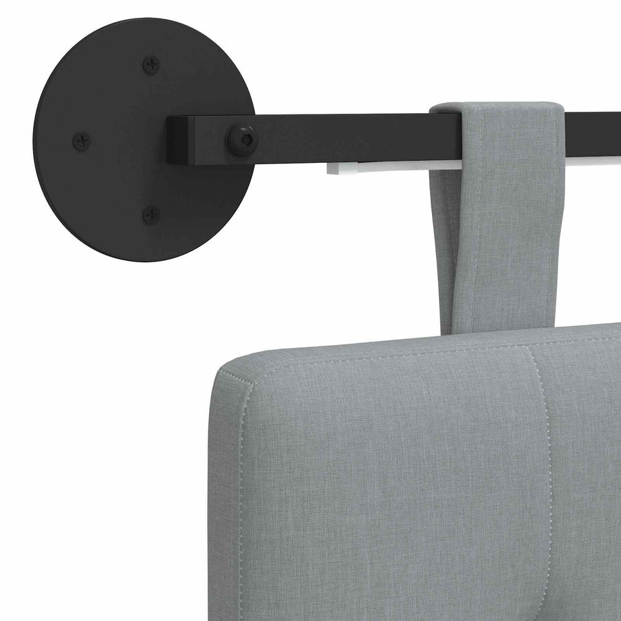 Hangend hoofdbord Met LED-verlichting Lichtgrijs Stof