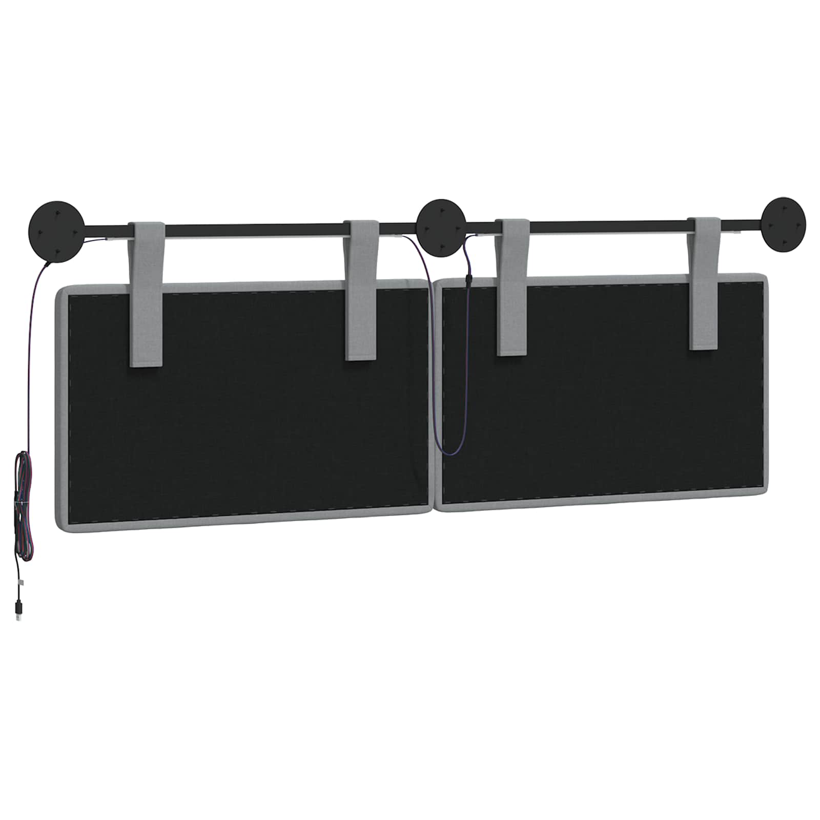 Hangend hoofdbord Met LED-verlichting Lichtgrijs Stof