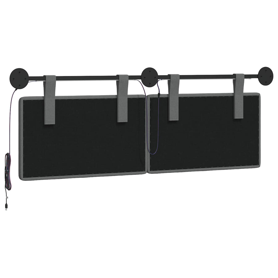 Hangend hoofdbord Met LED-verlichting Donkergrijs Stof