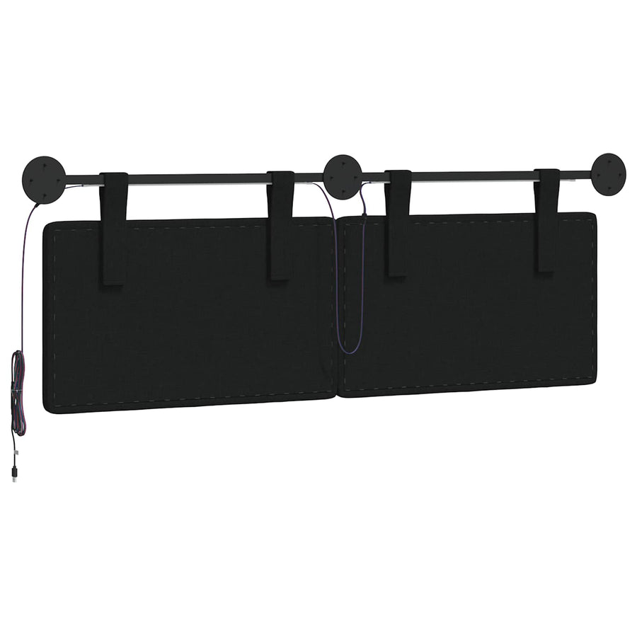Hangend hoofdbord Met LED-verlichting Zwart Stof