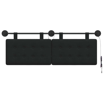 Hangend hoofdbord Met LED-verlichting Zwart Stof