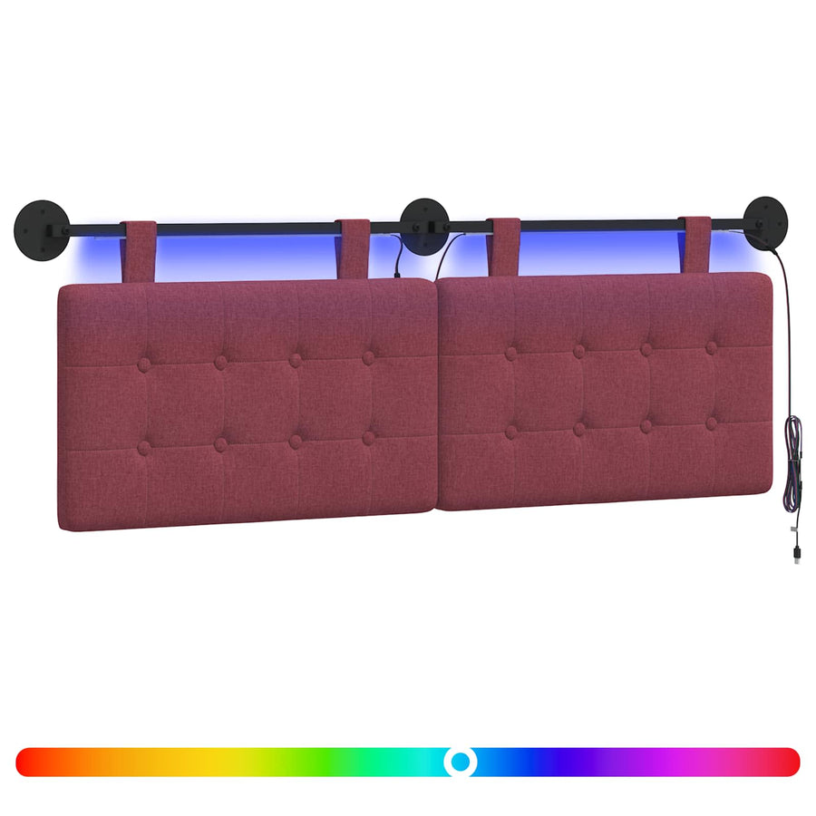 Hangend hoofdbord Met LED-verlichting Wijnrood Stof