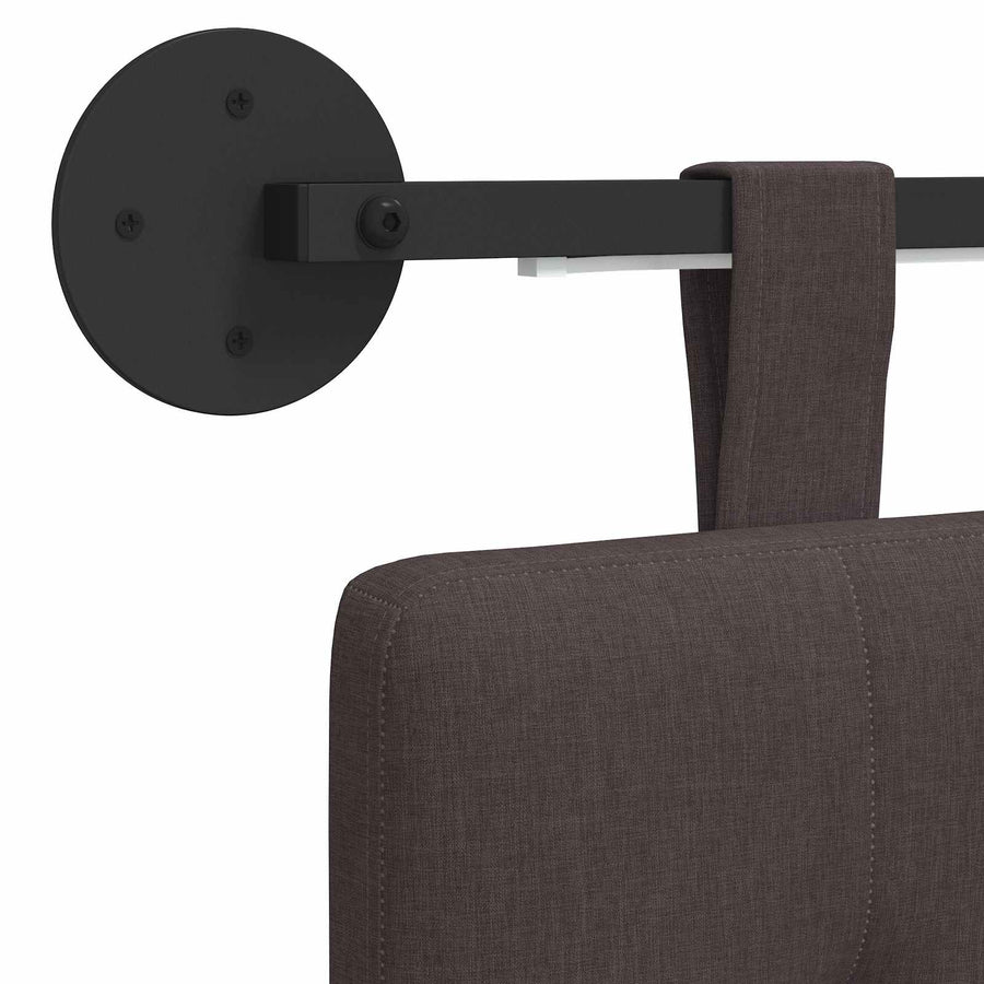 Hangend hoofdbord Met LED-verlichting Donkerbruin Stof