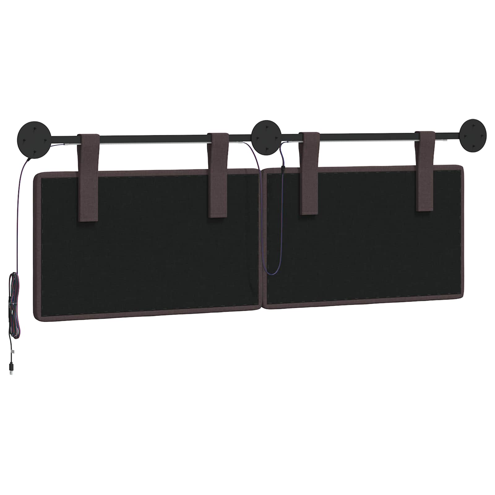 Hangend hoofdbord Met LED-verlichting Donkerbruin Stof