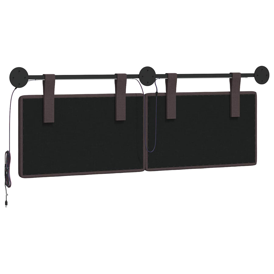 Hangend hoofdbord Met LED-verlichting Donkerbruin Stof