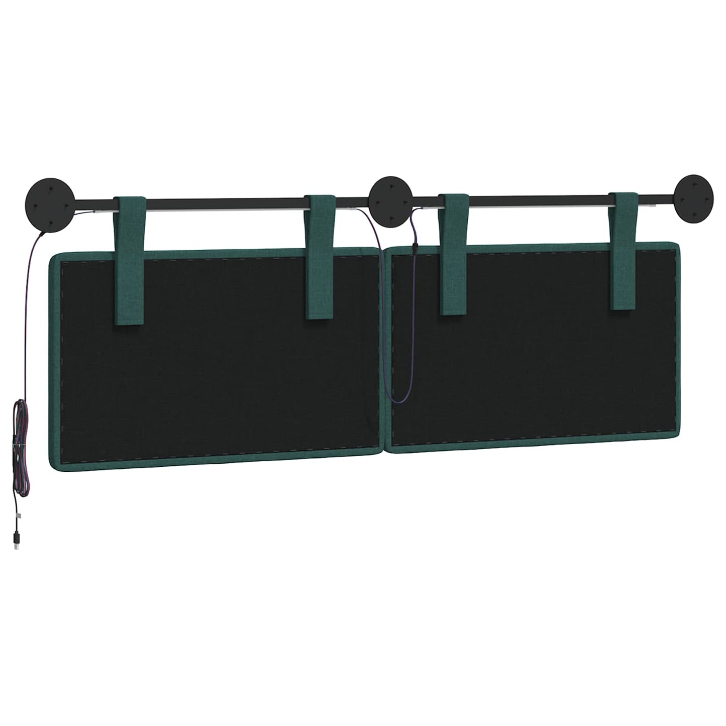 Hangend hoofdbord Met LED-verlichting Donkergroen Stof