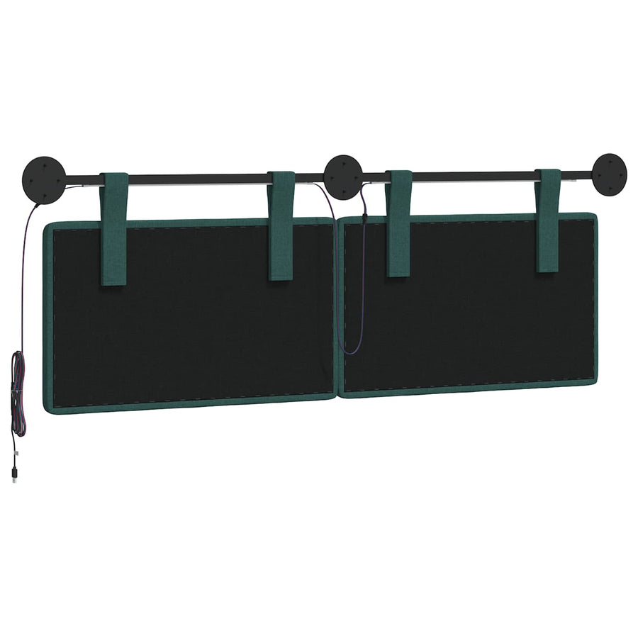 Hangend hoofdbord Met LED-verlichting Donkergroen Stof