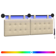 Hangend hoofdbord Met LED-verlichting Crèmekleurig Stof