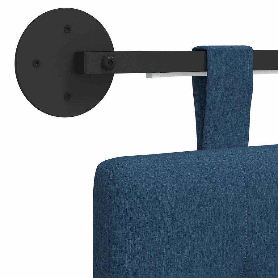 Hangend hoofdbord Met LED-verlichting Blauw Stof