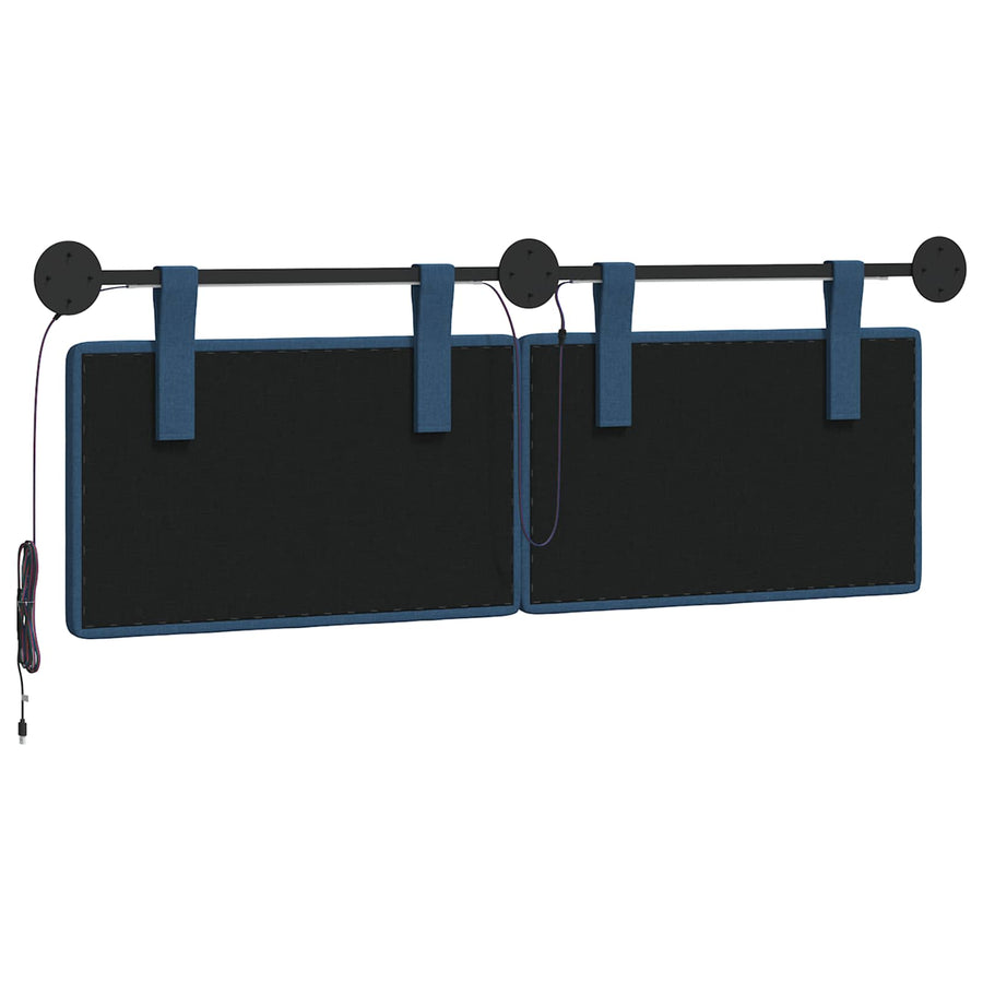 Hangend hoofdbord Met LED-verlichting Blauw Stof