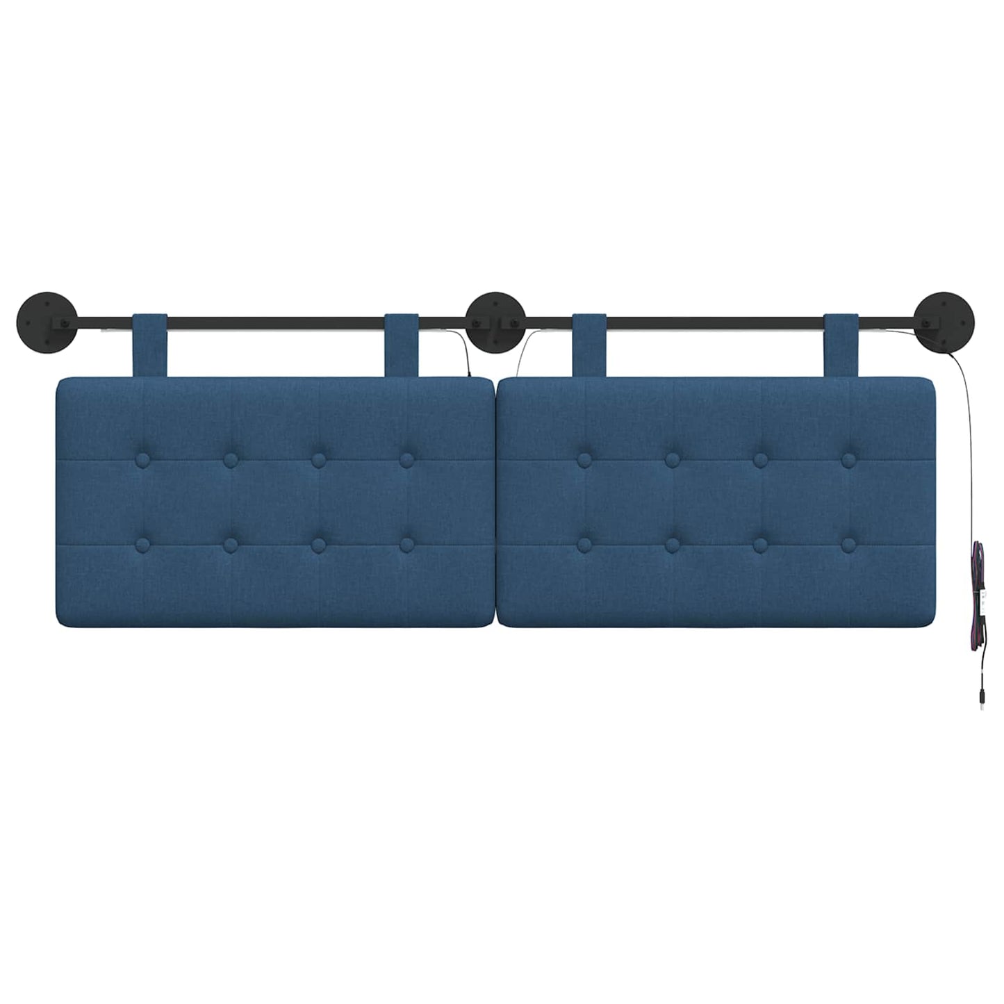 Hangend hoofdbord Met LED-verlichting Blauw Stof