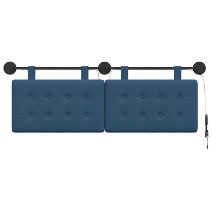 Hangend hoofdbord Met LED-verlichting Blauw Stof