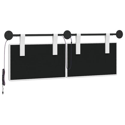 Hangend hoofdbord Met LED-verlichting Wit Stof
