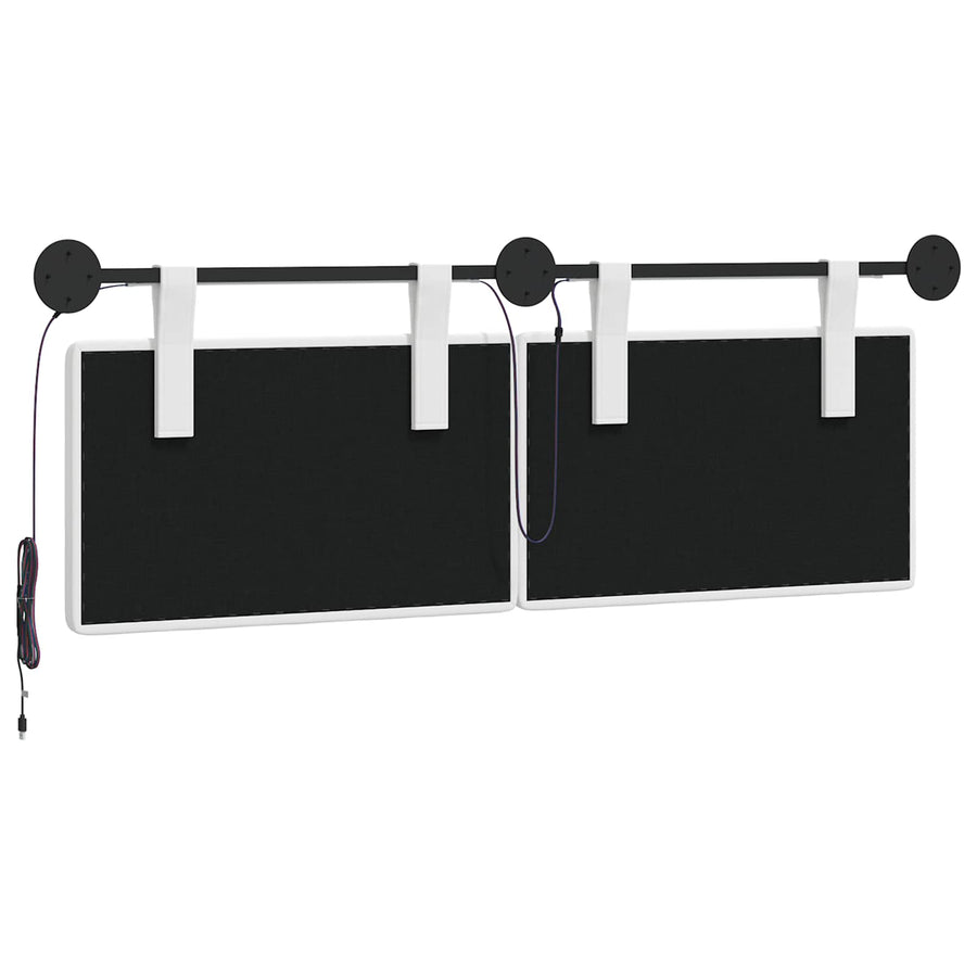 Hangend hoofdbord Met LED-verlichting Wit Stof