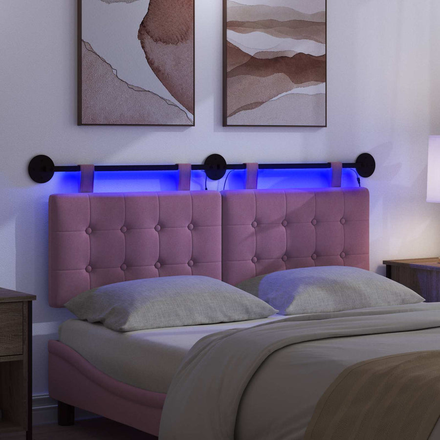Hangend hoofdbord Met LED-verlichting Roze Stof