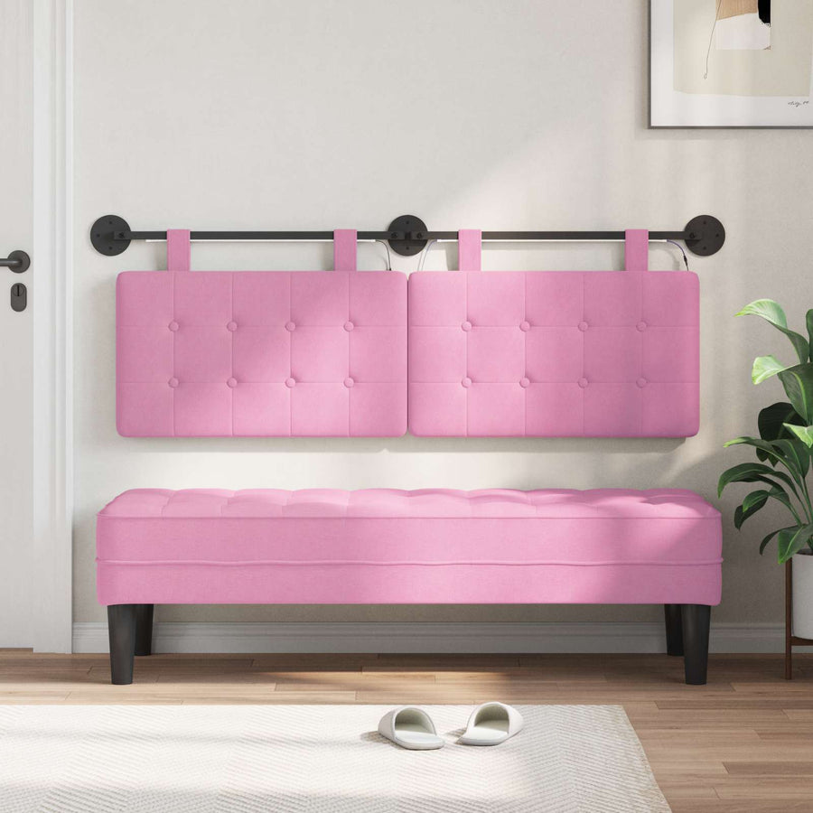 Hangend hoofdbord Met LED-verlichting Roze Stof