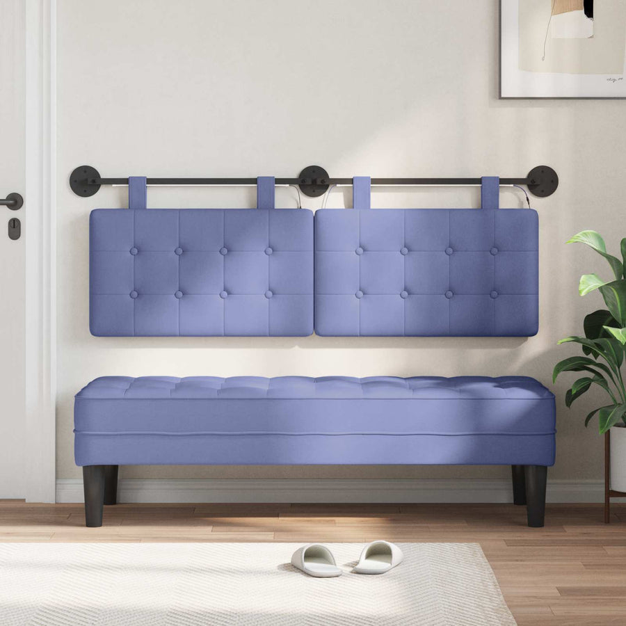 Hangend hoofdbord Met LED-verlichting Jeans Blauw Stof