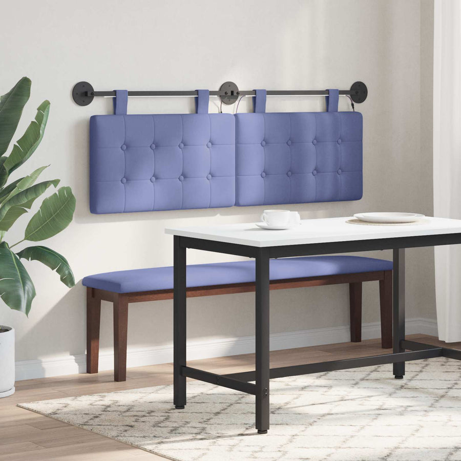 Hangend hoofdbord Met LED-verlichting Jeans Blauw Stof