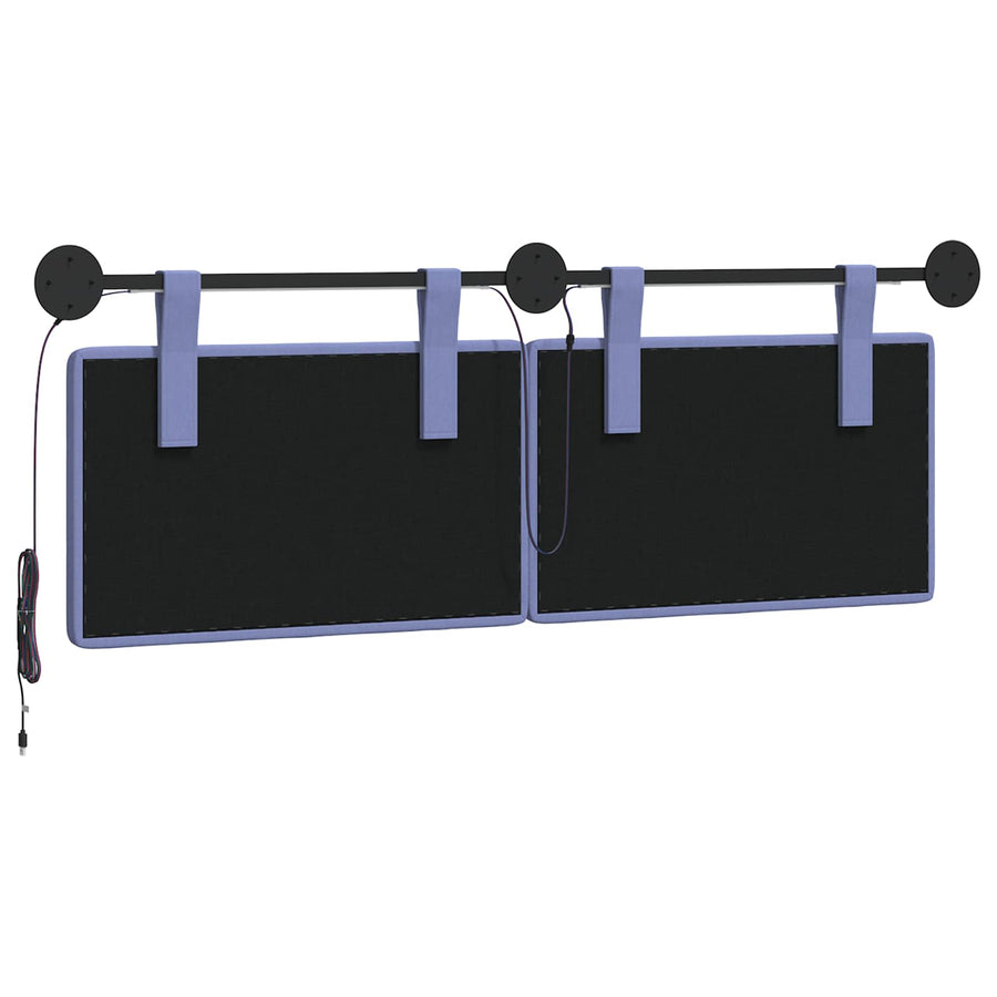 Hangend hoofdbord Met LED-verlichting Jeans Blauw Stof